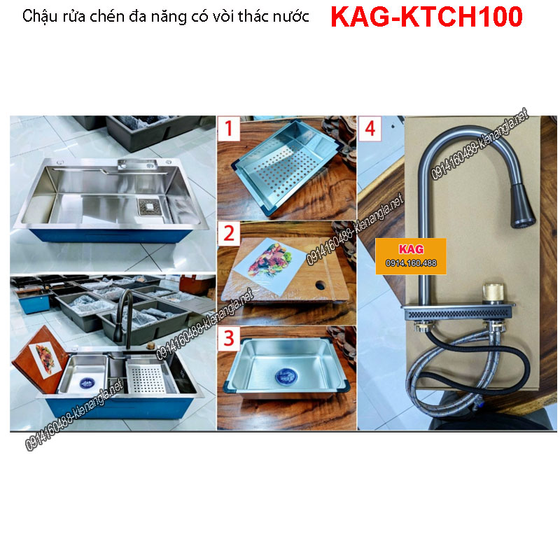 KAG-KTCH100-Chau-rua-chen-1-hoc-da-nang-voi-thac-nuoc-inox-304--KAG-KTCH100-1