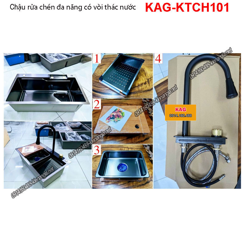 KAG-KTCH101-Chau-rua-chen-1-hoc-Nano-da-nang-voi-thac-nuoc-inox-304--KAG-KTCH101-1