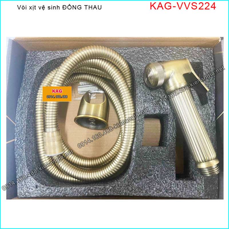 Vòi xịt vệ sinh cao cấp Đồng thau VÀNG cổ điển KAG-VVS224