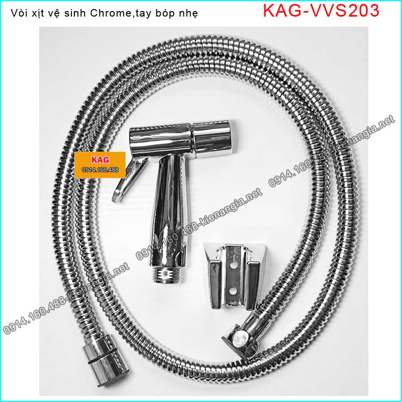 Vòi xịt vệ sinh tay bóp nhẹ CHROME bóng  KAG-VVS203