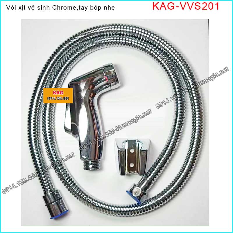 Vòi xịt vệ sinh tay bóp nhẹ CHROME bóng KAG-VVS201