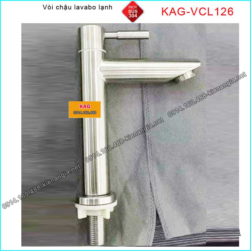 Vòi chậu lavabo tròn ống trúc 20cm inox sus304 KAG-VCL126