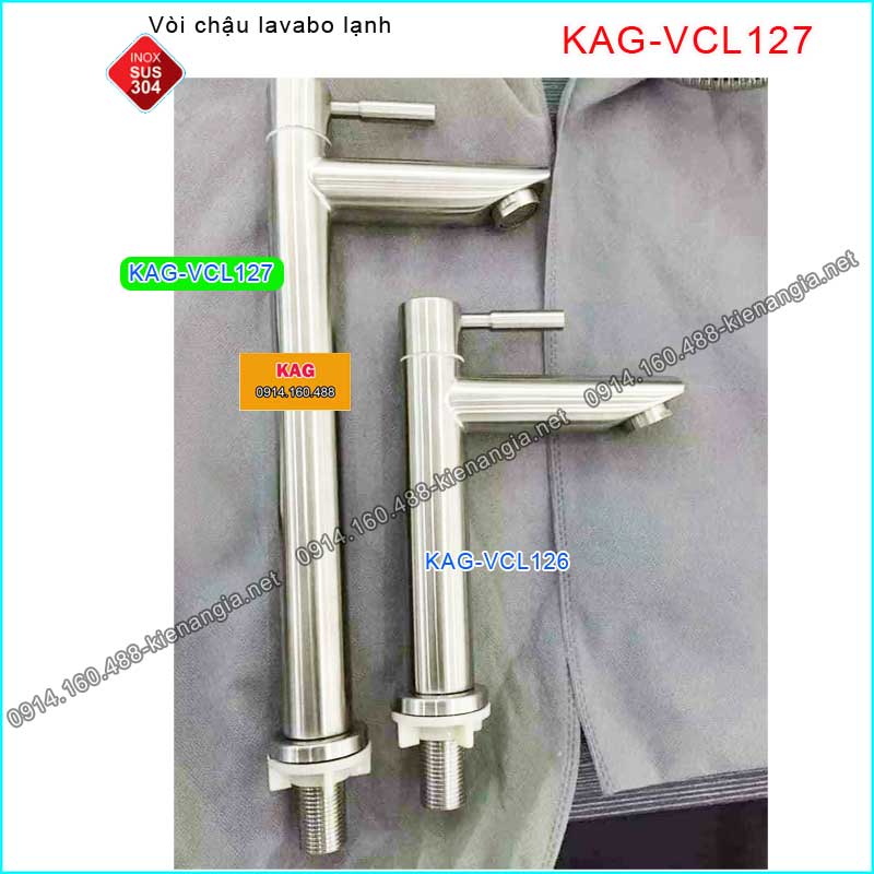 Vòi 30CM lavabo lạnh ĐẶT BÀN  INOX SUS304 KAG-VCL127