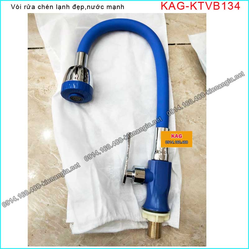 Vòi rửa chén lạnh cần mềm silicon xanh dương KAG-KTVB134