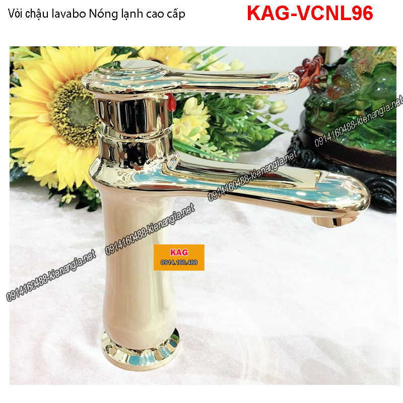 Vòi chậu lavabo nóng lạnh cao cấp Vàng 24K KAG-VCNL96
