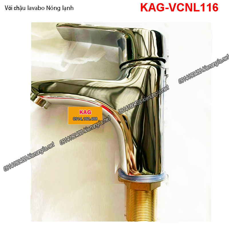 Vòi chậu lavabo nóng lạnh Chrome bóng KAG-VCNL116