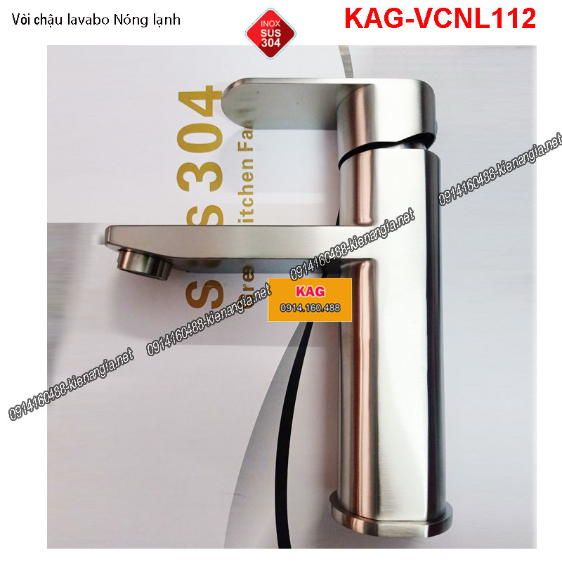Vòi Vuông lavabo nóng lạnh 20cm Inox sus304 KAG-VCNL112