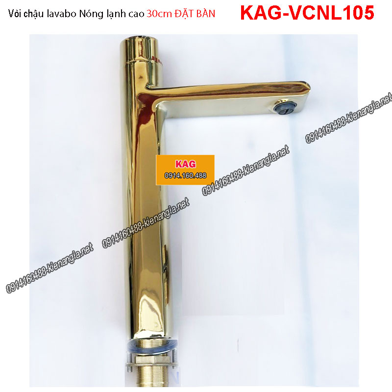 Vòi  lavabo nóng lạnh tay vặn 30cm ĐẶT BÀN Vàng 24K KAG-VCNL105
