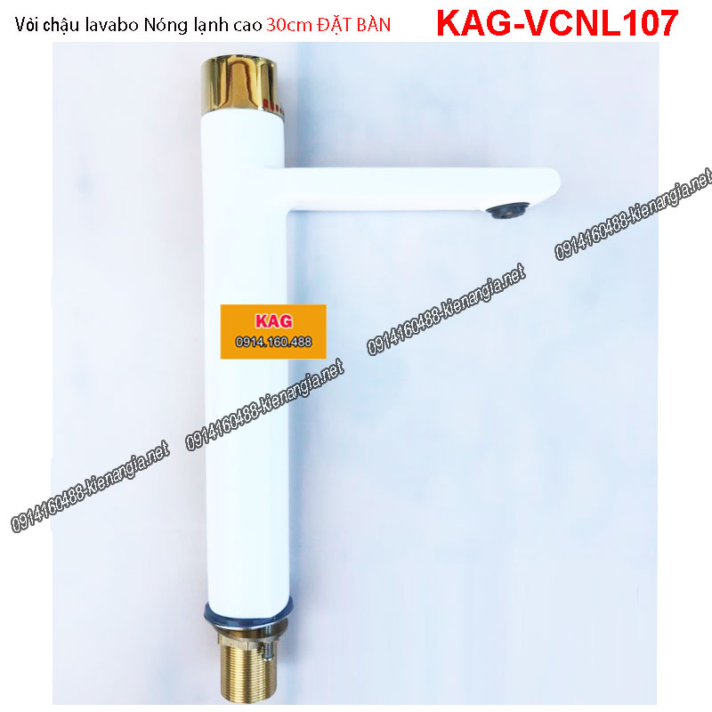 Vòi  lavabo nóng lạnh 30cm ĐẶT BÀN Trắng KAG-VCNL107