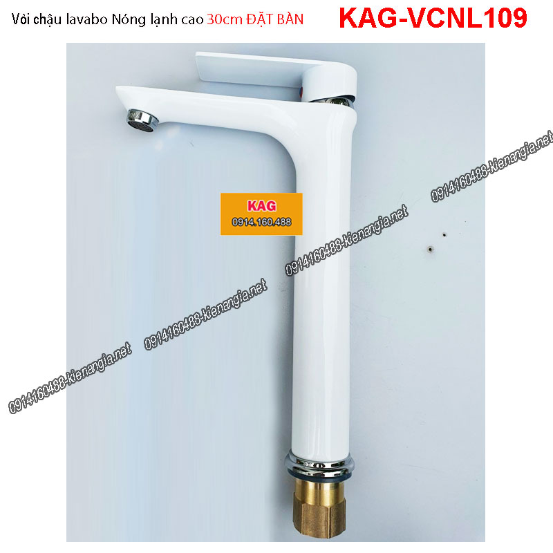 Vòi  lavabo nóng lạnh 30cm ĐẶT BÀN Trắng KAG-VCNL109