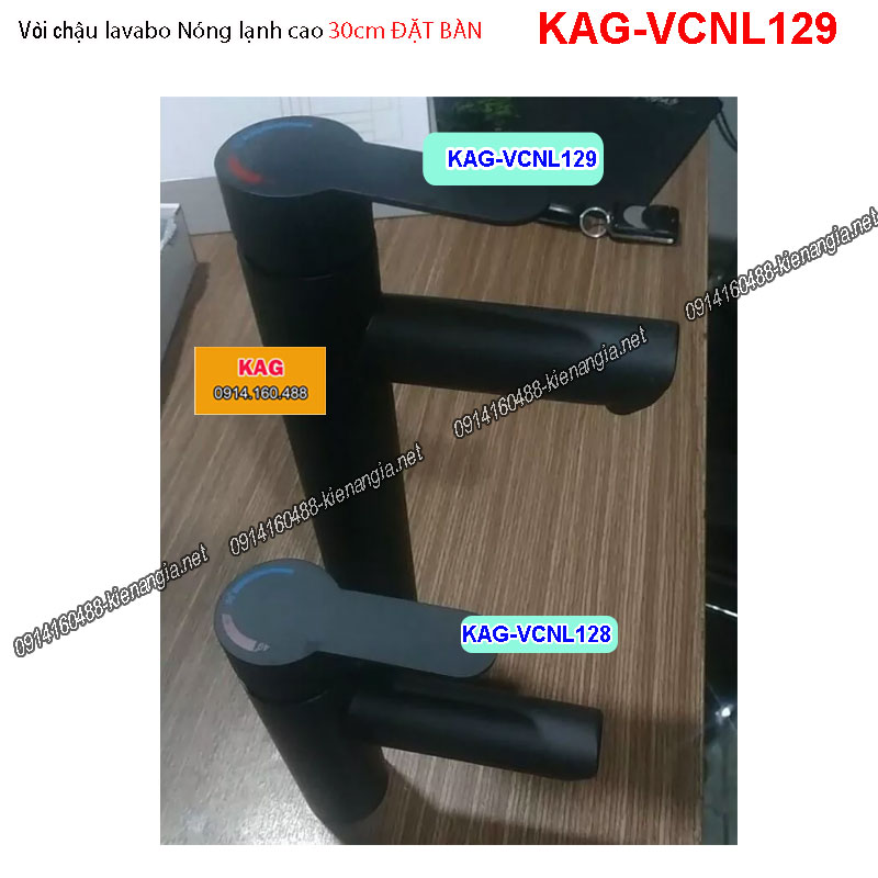 Vòi  lavabo nóng lạnh 30cm ĐẶT BÀN ĐEN KAG-VCNL129