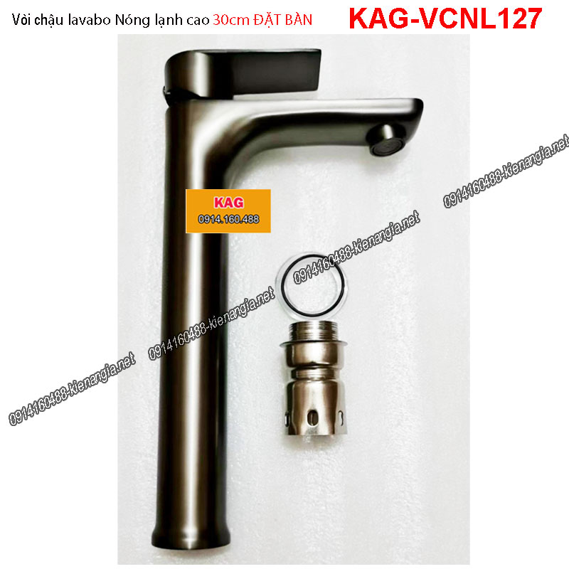 Vòi  lavabo nóng lạnh 30cm ĐẶT BÀN Xám KAG-VCNL127