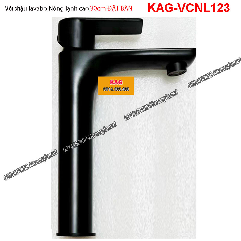 Vòi  lavabo nóng lạnh 30cm ĐẶT BÀN ĐEN KAG-VCNL123