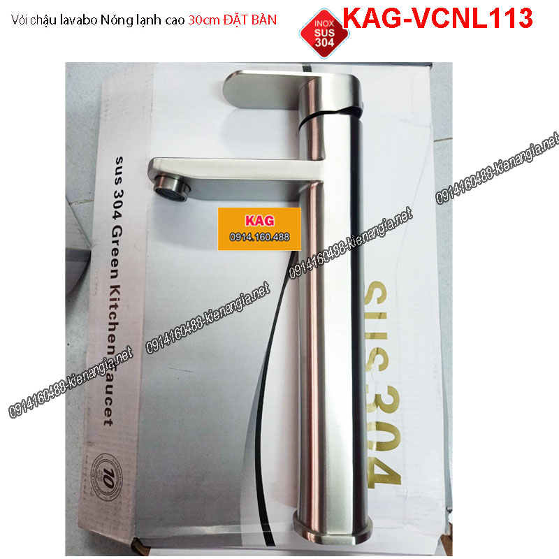 Vòi  lavabo nóng lạnh 30cm Vuông ĐẶT BÀN inox sus304 KAG-VCNL113