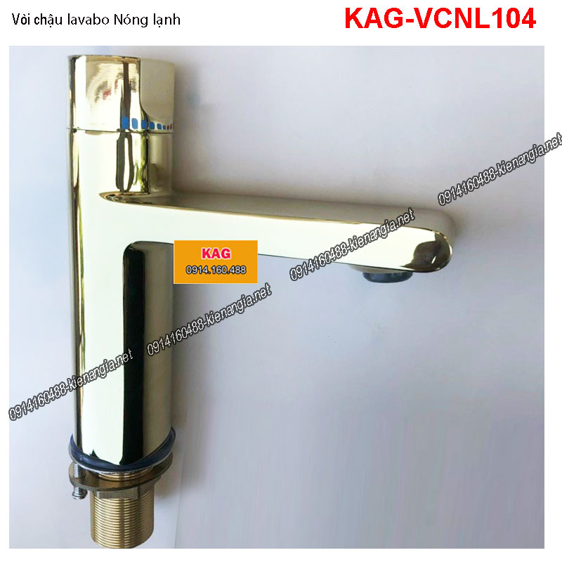 Vòi chậu lavabo nóng lạnh Vặn cao cấp Vàng 24K KAG-VCNL104