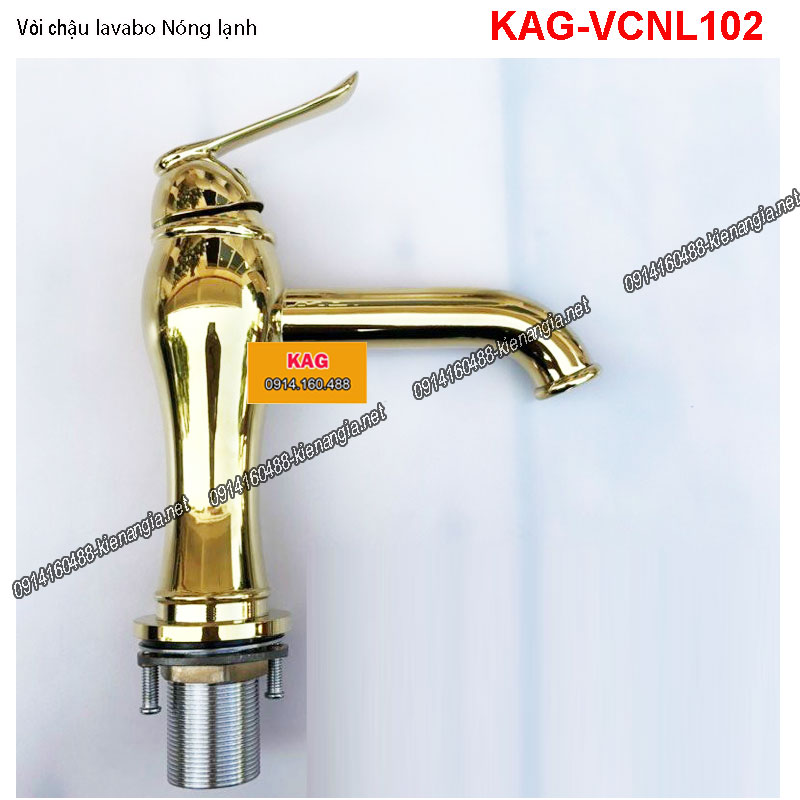 Vòi chậu lavabo nóng lạnh Vàng 24K KAG-VCNL102