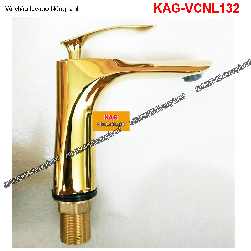Vòi chậu lavabo nóng lạnh Vàng 24K KAG-VCNL132