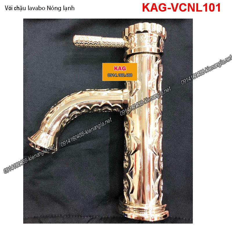 Vòi chậu lavabo nóng lạnh Vàng đồng cổ điển  KAG-VCNL101