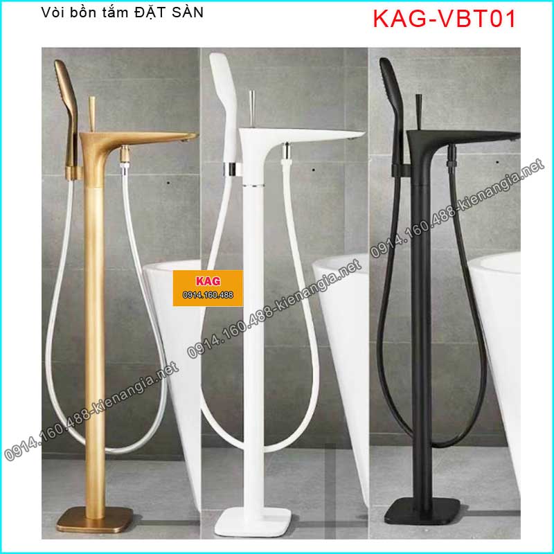 Vòi bồn tắm ĐẶT SÀN trắng,đen,vàng đồng cổ điển KAG-VBT01