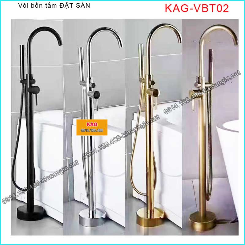 Vòi bồn tắm ĐẶT SÀN trắng,đen,vàng đồng,Chrome,vàng 24K KAG-VBT02