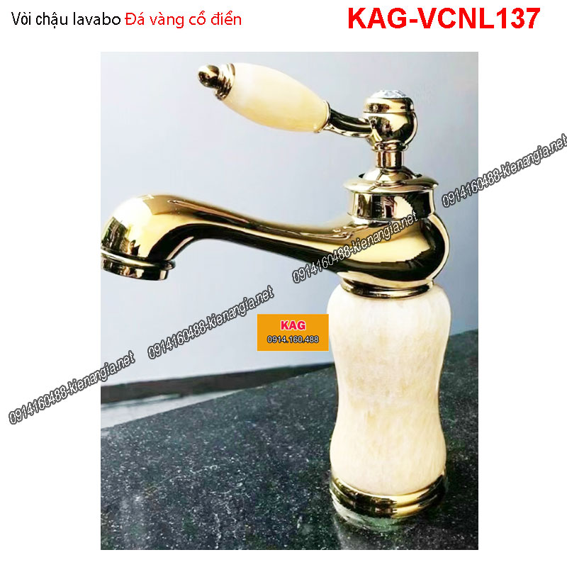 Vòi lavabo vàng đá vàng đồng cổ điển KAG-VCNL137