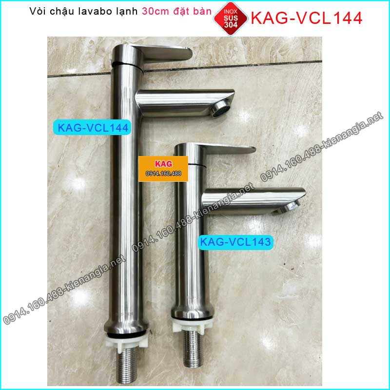 Vòi chậu lavabo lạnh 30cm ĐẶT BÀN INOX SUS304 KAG-VCL144