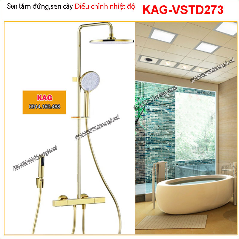 Sen tắm đứng điều chỉnh nhiệt độ Vàng 24 K KAG-VSTD273