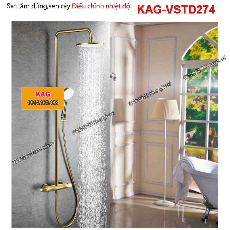 Sen tắm đứng điều chỉnh nhiệt độ Vàng 24 K KAG-VSTD274