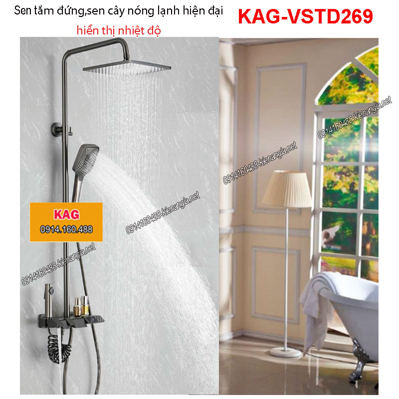Sen tắm đứng điều chỉnh nhiệt độ có vòi vệ sinh  XÁM KAG-VSTD269