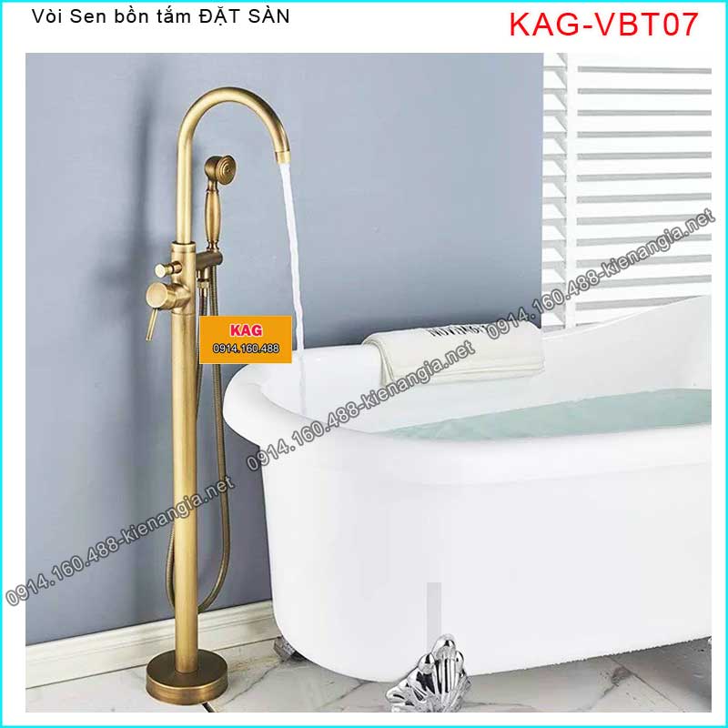 Vòi sen bồn tắm ĐẶT SÀN vàng đồng KAG-VBT07