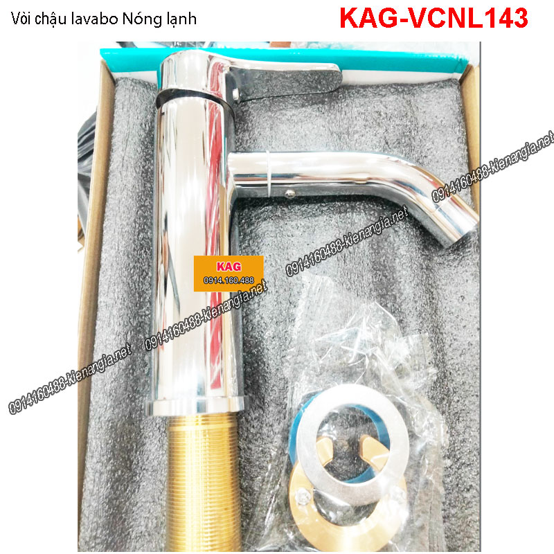 Vòi lavabo nóng lạnh 20cm chrome bóng KAG-VCNL143
