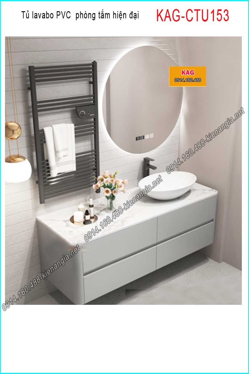 Tủ lavabo PVC phòng tắm hiện đại KAG-CTU153