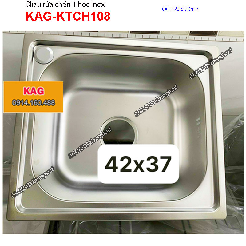 Chậu rửa chén inox 1 hộc 42x37 KAG-KTCH108