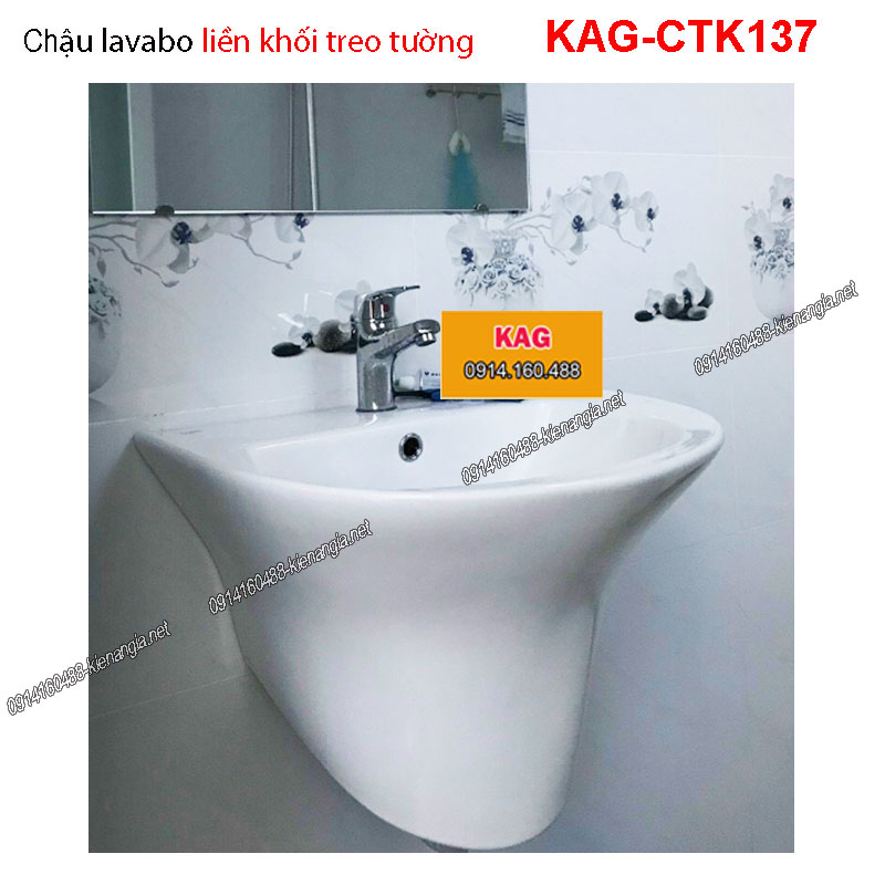 Chậu lavabo liền khối treo tường KAG-CTK137