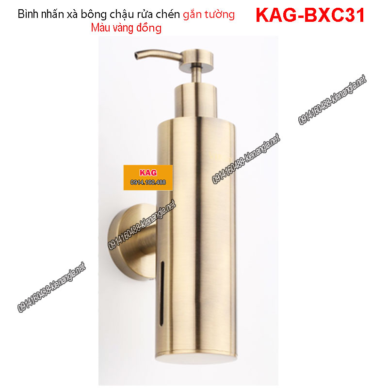 Bình nhấn xà bông rửa chén gắn tường vàng đồng KAG-BXC31