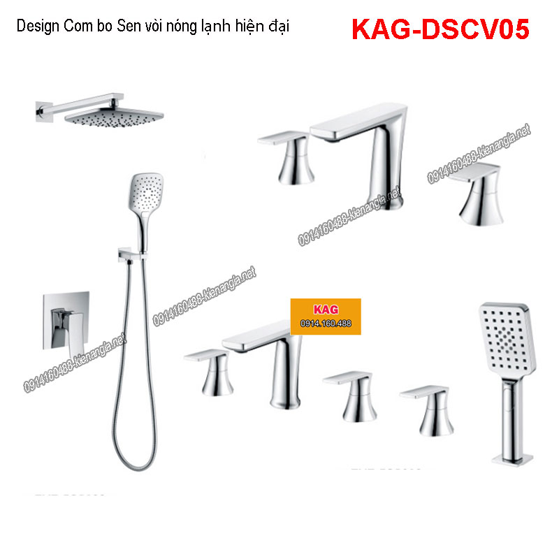 Design Combo Sen vòi bồn tắm  nóng lạnh cao cấp KAG-DSCV05