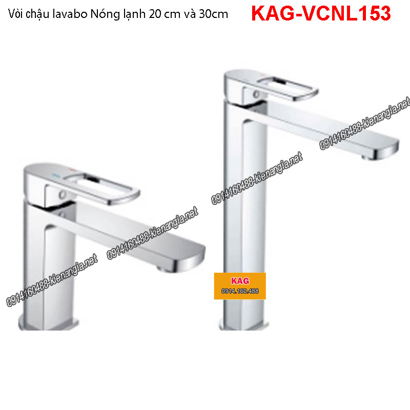 Vòi chậu lavabo nóng lạnh cao 20cm,30cm KAG-VCNL153