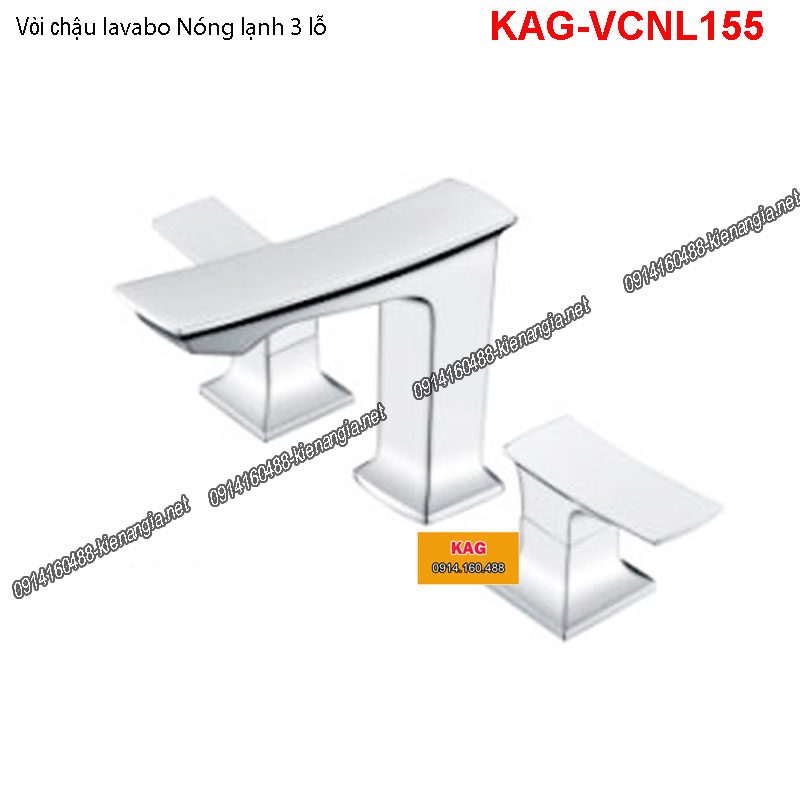 Vòi chậu lavabo nóng lạnh 3 lỗ KAG-VCNL155