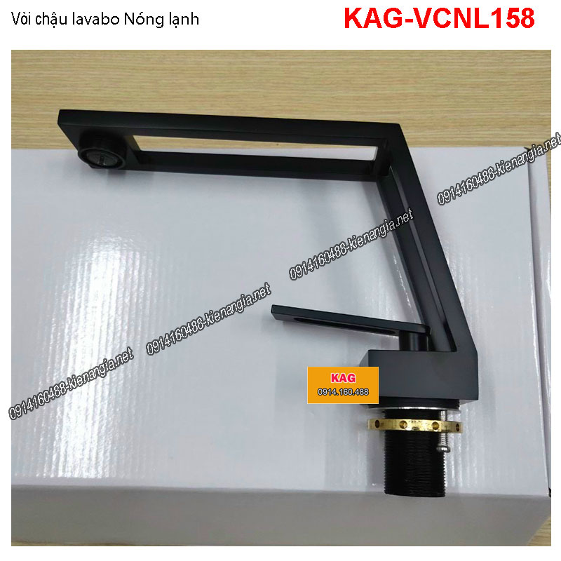Vòi chậu lavabo Nóng lạnh đen KAG-VCNL158