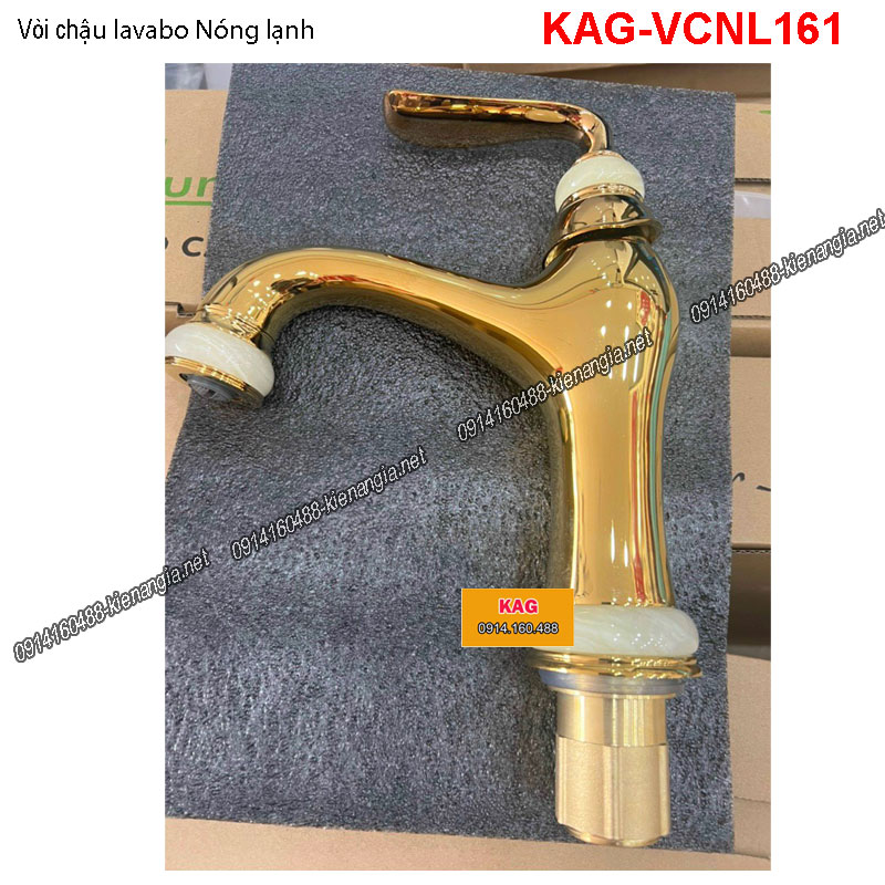 Vòi chậu lavabo Nóng lạnh vàng 24KKAG-VCNL161