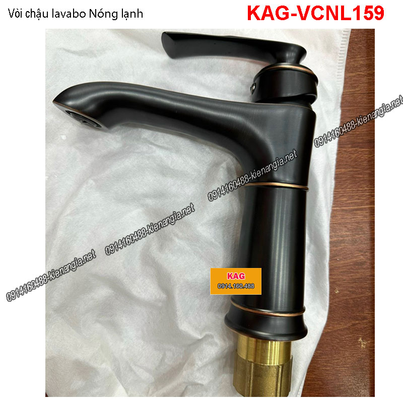 Vòi chậu lavabo Nóng lạnh đen KAG-VCNL159