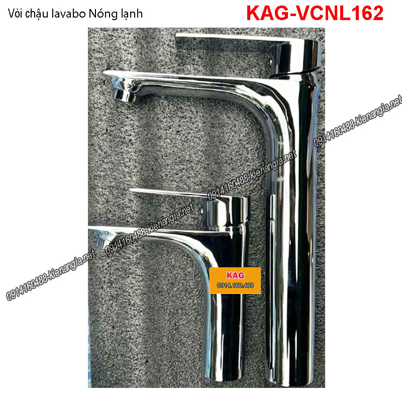 Vòi chậu lavabo Nóng lạnh chrome 20,30cm KAG-VCNL162