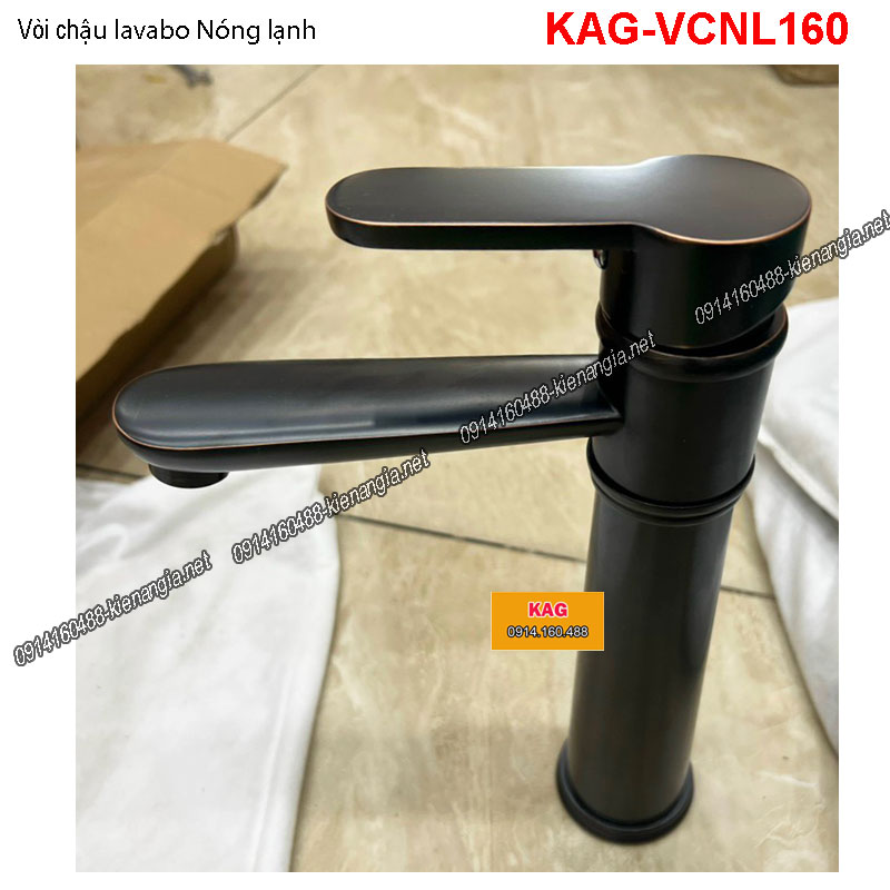 Vòi chậu lavabo Nóng lạnh 30cm đen KAG-VCNL160