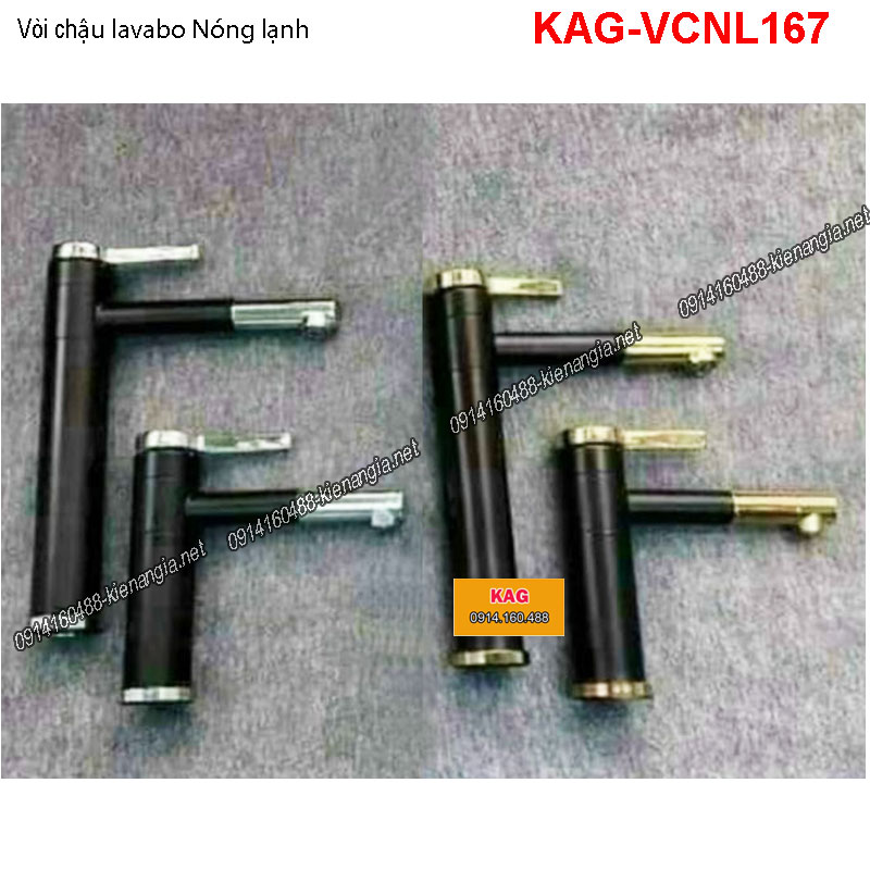 Vòi chậu lavabo Nóng lạnh Đen 20cm-30cm  KAG-VCNL167