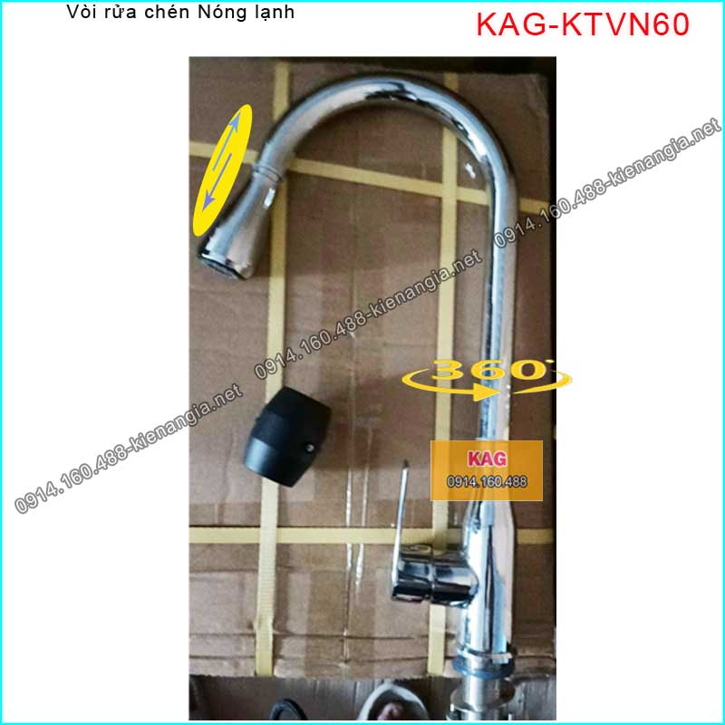 Vòi rửa chén nóng lạnh chrome bóng KAG-KTVN60