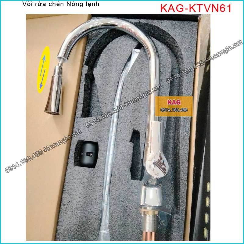 Vòi rửa chén nóng lạnh chrome bóng KAG-KTVN61