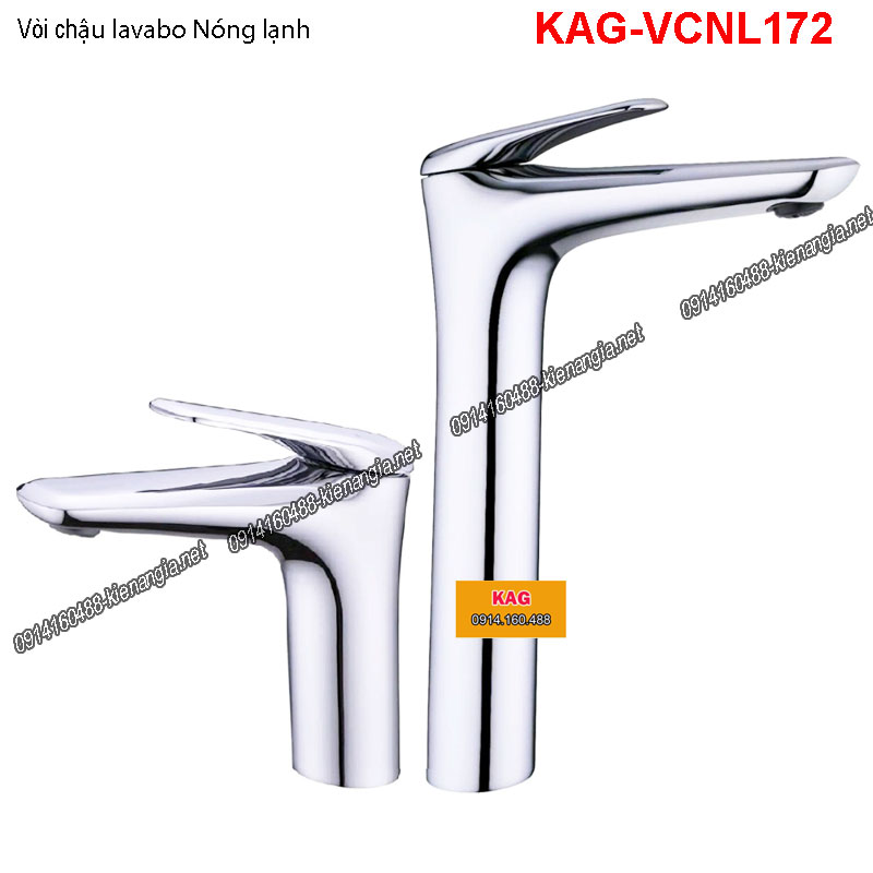 Vòi chậu lavabo nóng lạnh cao cấp chrome bóng KAG-VCNL172