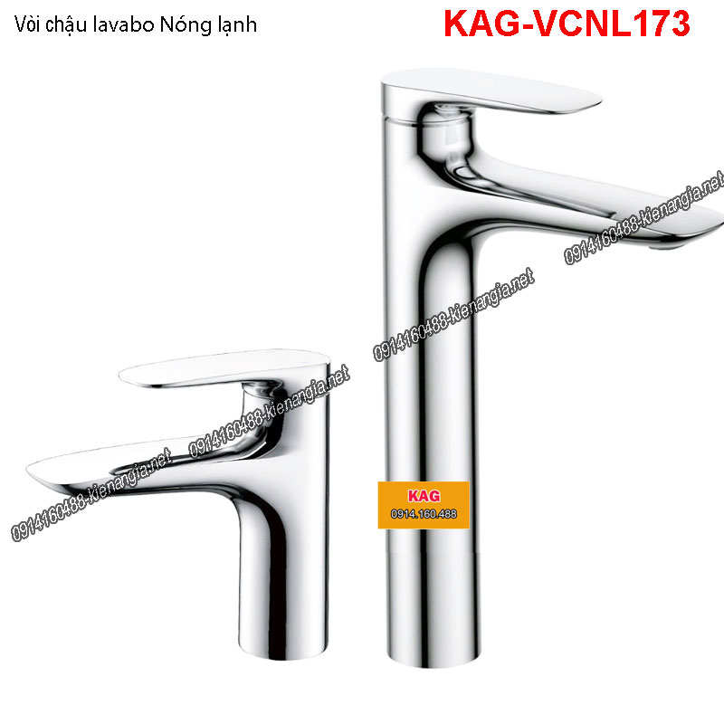 Vòi chậu lavabo nóng lạnh cao cấp chrome bóng KAG-VCNL173