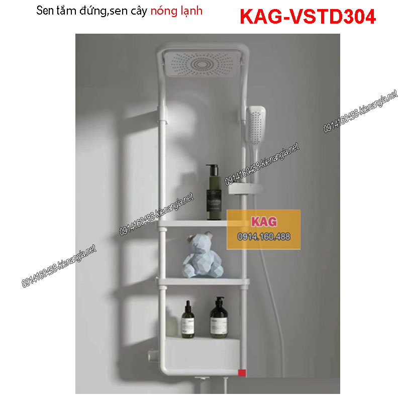 Sen tắm đứng nóng lạnh đa năng kệ phụ kiện trắng KAG-VSTD304