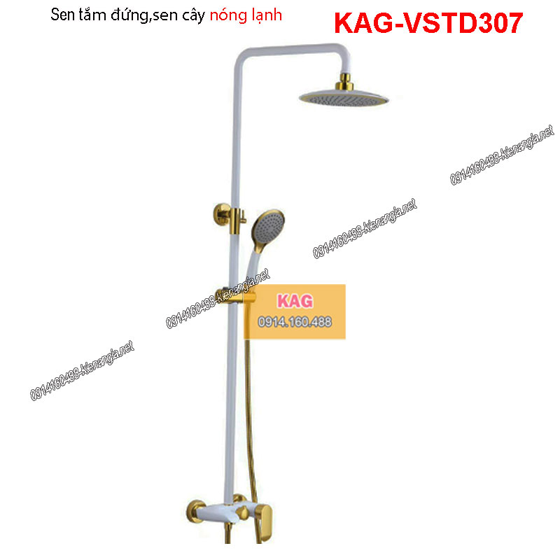 Sen tắm đứng nóng lạnh cao cấp Trắng vàng KAG-VSTD307
